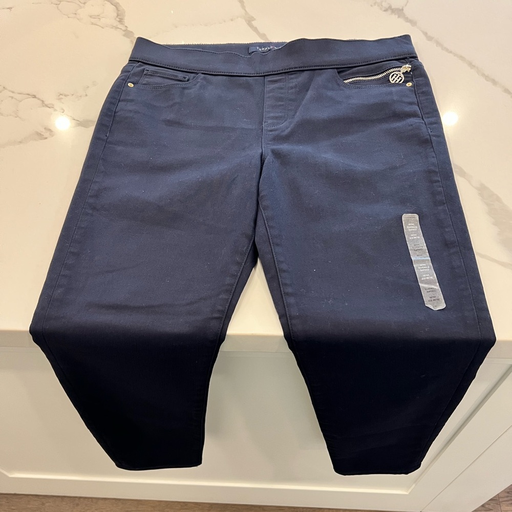 Tommy Hilfiger Navy Ankle Pants with Zip Detail